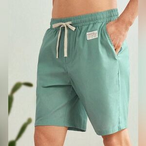 VCAY Men's Drawstring Waist Woven Casual Shorts (L)
